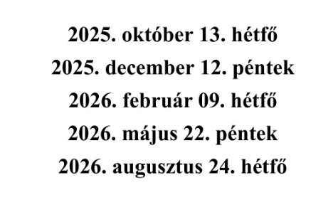 Nevelés nélküli munkanapok a 2025/2026-os nevelési évben